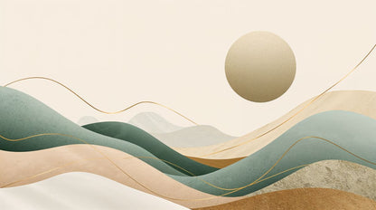 Golden Hills - Artistic Landscape Accent Wall Mural Wallpaper, peel & stick, custom-sized by Recoat