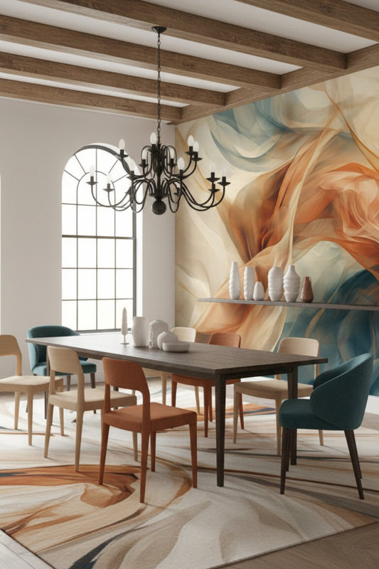 Golden Waves - Modern Abstract Accent Wall Mural Wallpaper