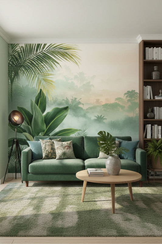 Horizons Golden Mist - Jungle Landscape Accent Wall Mural Wallpaper