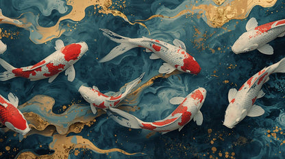 Koi Colors - Japanese Style Accent Wall Mural Wallpaper, peel & stick, custom-sized by Recoat