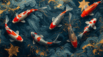 Golden Flow - Japanese Style Accent Wall Mural Wallpaper, peel & stick, custom-sized by Recoat