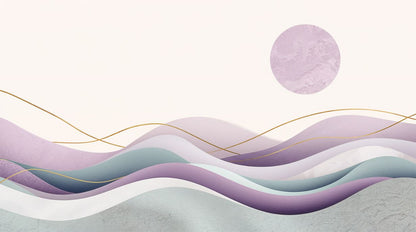 Lavender Waves - Artistic Landscape Accent Wall Mural Wallpaper, peel & stick, custom-sized by Recoat