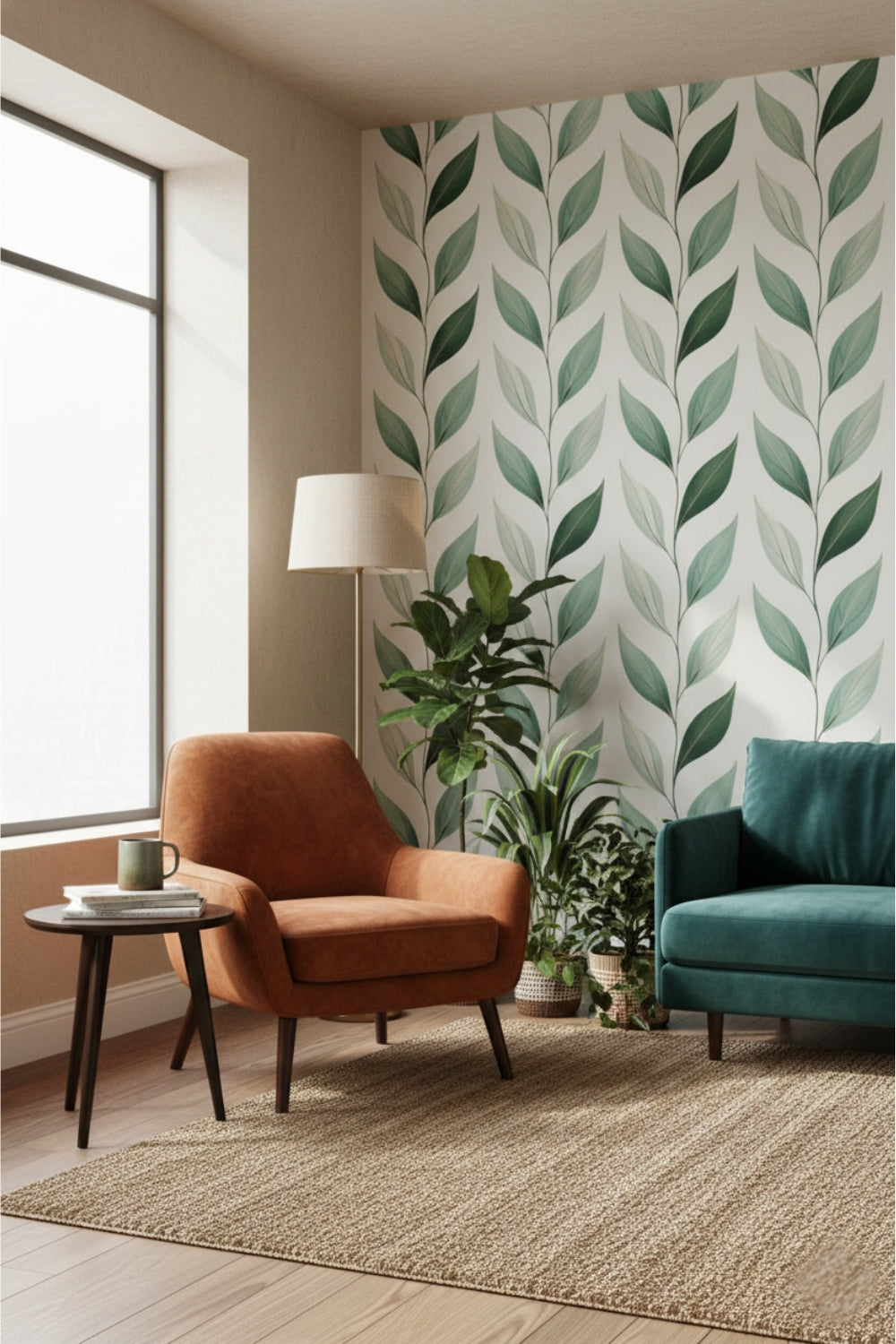 Leafline Whisper - Minimalist Leaf Accent Wall Mural Wallpaper