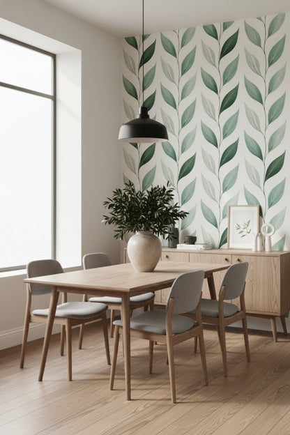 Leafline Whisper - Minimalist Leaf Accent Wall Mural Wallpaper