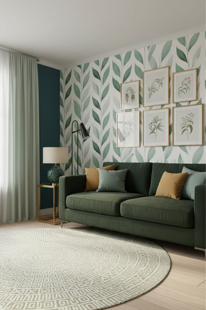 Leafline Whisper - Minimalist Leaf Accent Wall Mural Wallpaper