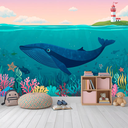 Deep Blue - Coastal Home Accent Wall Mural Wallpaper, peel & stick, custom-sized by Recoat