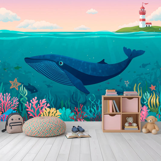 Deep Blue - Coastal Home Accent Wall Mural Wallpaper, peel & stick, custom-sized by Recoat