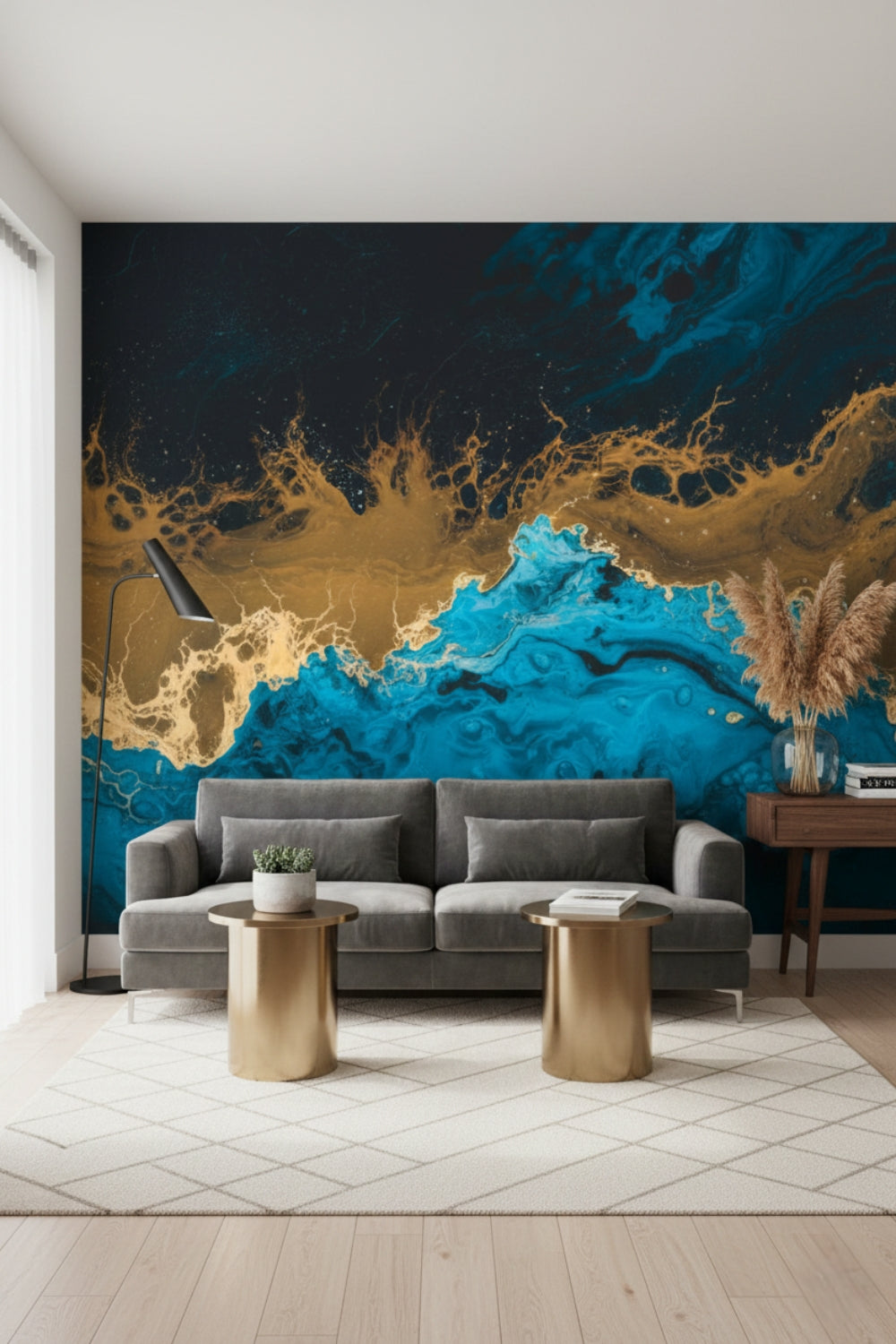 Liquid Gold - Modern Abstract Accent Wall Mural Wallpaper