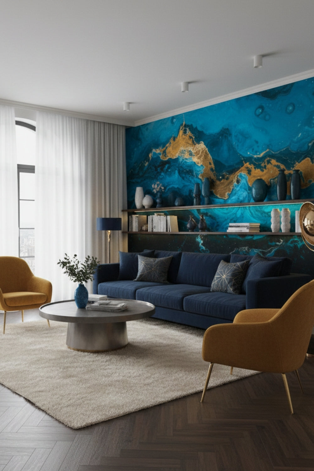 Liquid Gold - Modern Abstract Accent Wall Mural Wallpaper