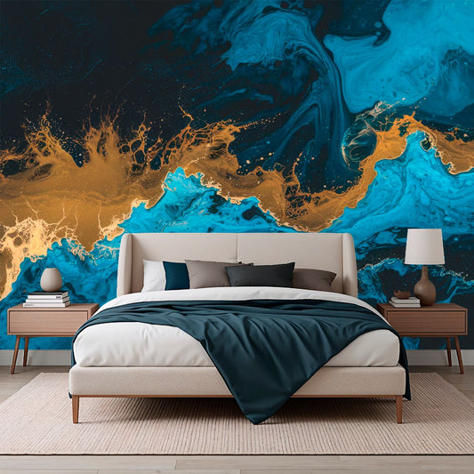 Liquid Gold - Modern Abstract Accent Wall Mural Wallpaper, peel & stick, custom-sized by Recoat