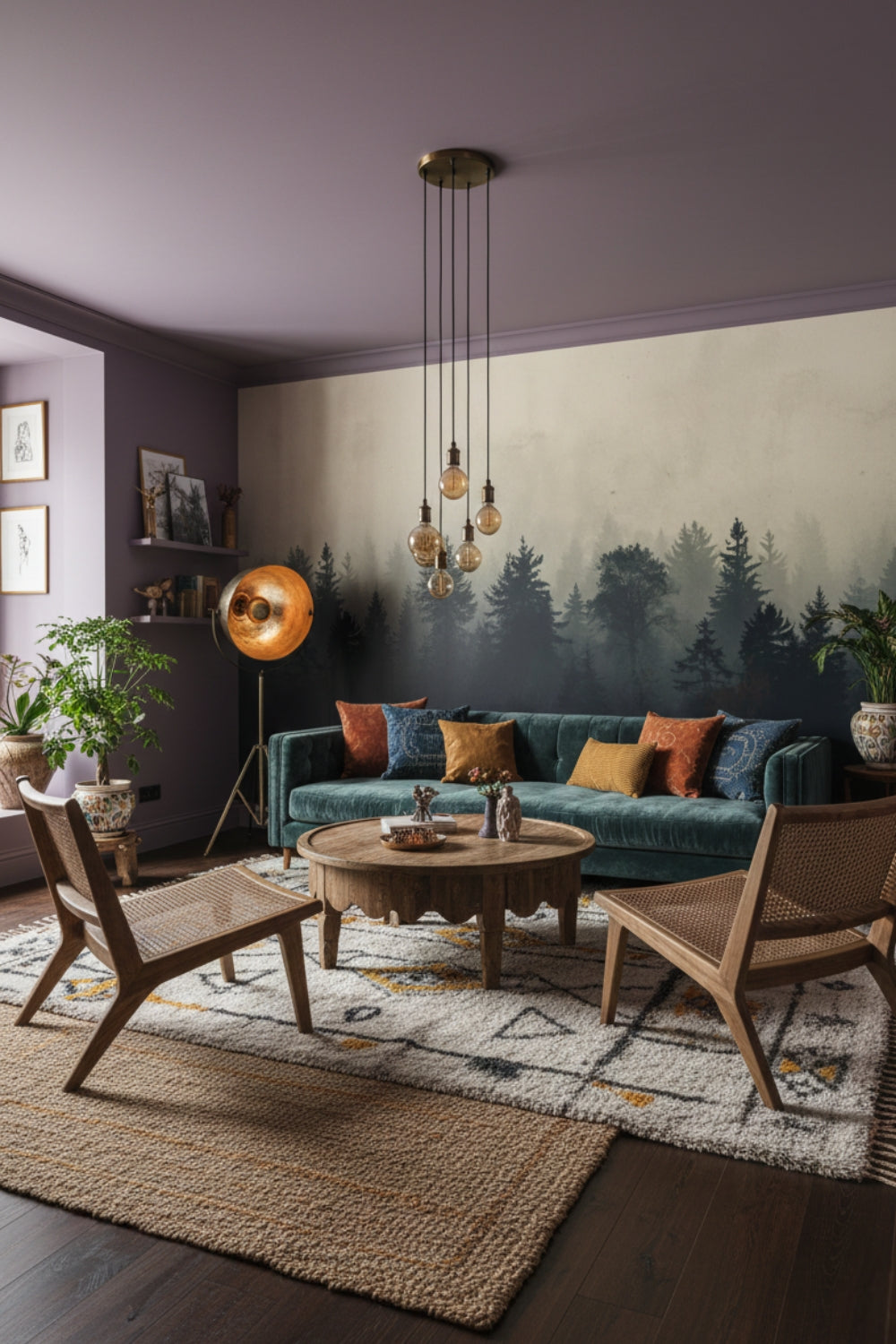 Misty Forest - Forest Mural Wallpaper For Moody Bedroom