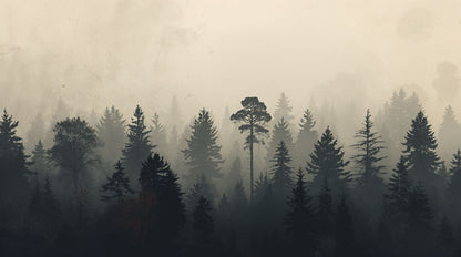 Misty Forest - Forest Mural Wallpaper For Moody Bedroom, peel & stick, custom-sized by Recoat