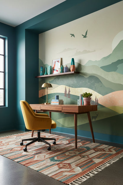 Mountain Escape - Rustic Forest Accent Wall Mural Wallpaper