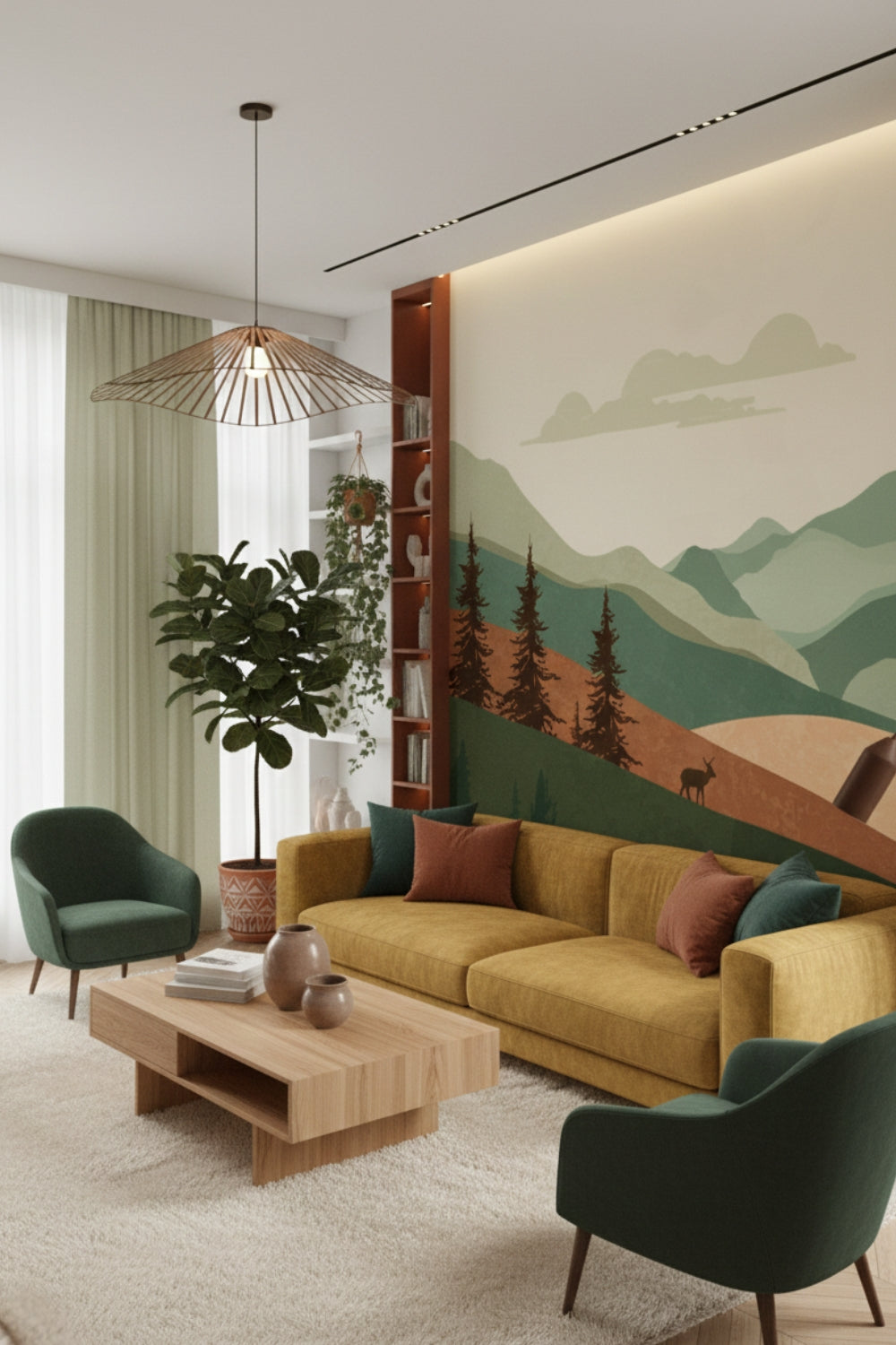 Mountain Escape - Rustic Forest Accent Wall Mural Wallpaper
