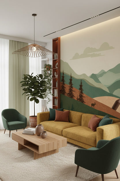 Mountain Escape - Rustic Forest Accent Wall Mural Wallpaper