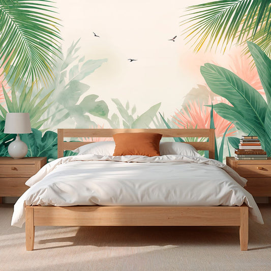 Horizons Misty - Jungle Landscape Accent Wall Mural Wallpaper, peel & stick, custom-sized by Recoat