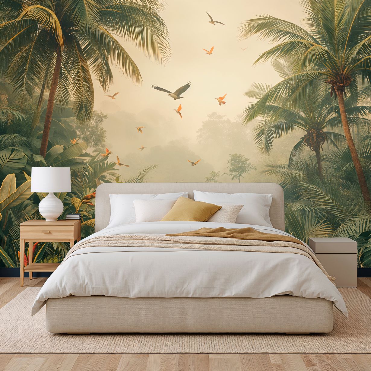 Misty Jungle - Vintage Forest Accent Wall Mural Wallpaper, peel & stick, custom-sized by Recoat