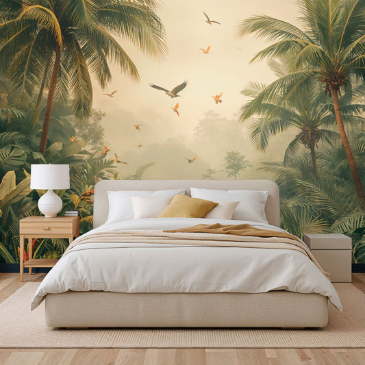 Misty Jungle - Vintage Forest Accent Wall Mural Wallpaper, peel & stick, custom-sized by Recoat