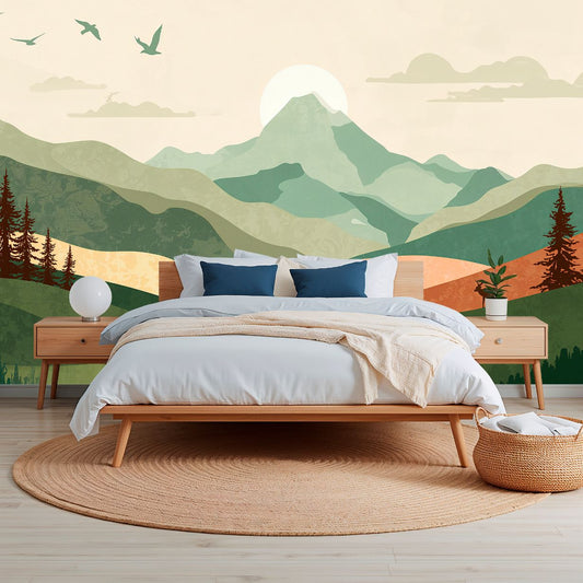 Mountain Escape - Rustic Forest Accent Wall Mural Wallpaper, peel & stick, custom-sized by Recoat