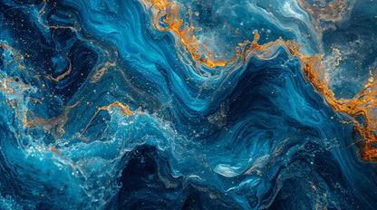 Ocean's Waves - Blue Abstract Accent Wall Mural Wallpaper, peel & stick, custom-sized by Recoat