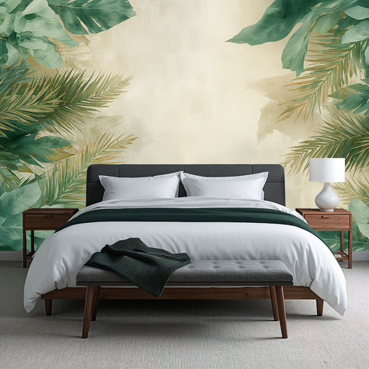 Palm Haven - Jungle Landscape Accent Wall Mural Wallpaper, peel & stick, custom-sized by Recoat