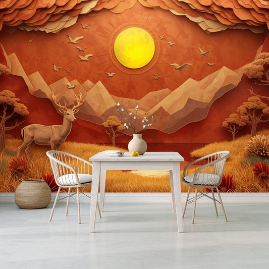 Papercraft Canyon - Paper Art Landscape Accent Wall Mural Wallpaper