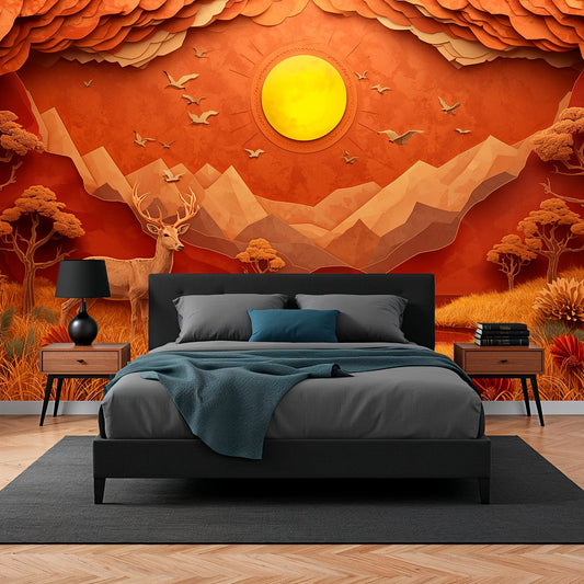 Papercraft Canyon - Paper Art Landscape Accent Wall Mural Wallpaper, peel & stick, custom-sized by Recoat