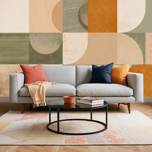 Color Waves - Geometric Abstract Accent Wall Mural Wallpaper, peel & stick, custom-sized by Recoat