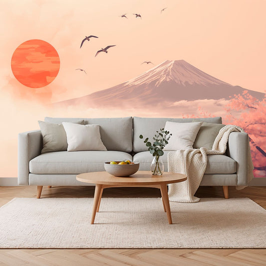 Sakura Haze - Japanese Landscape Accent Wall Mural Wallpaper, peel & stick, custom-sized by Recoat