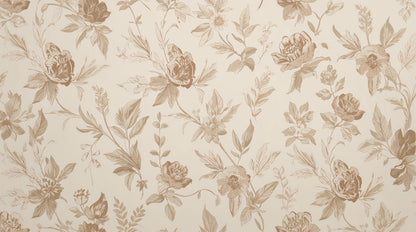 Sepia Garden - Vintage Floral Accent Wall Mural Wallpaper, peel & stick, custom-sized by Recoat