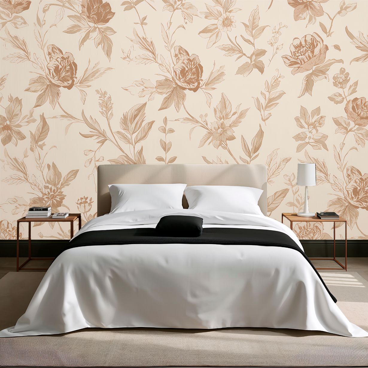 Sepia Garden - Vintage Floral Accent Wall Mural Wallpaper, peel & stick, custom-sized by Recoat