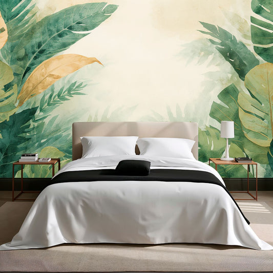 Tropical Veil - Jungle Landscape Accent Wall Mural Wallpaper, peel & stick, custom-sized by Recoat