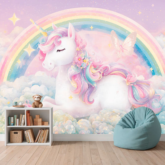 Unicorn Bloom - Unicorn Accent Wall Mural Wallpaper, peel & stick, custom-sized by Recoat