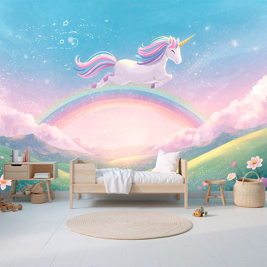 Unicorn Leap - Unicorn Accent Wall Mural Wallpaper, peel & stick, custom-sized by Recoat