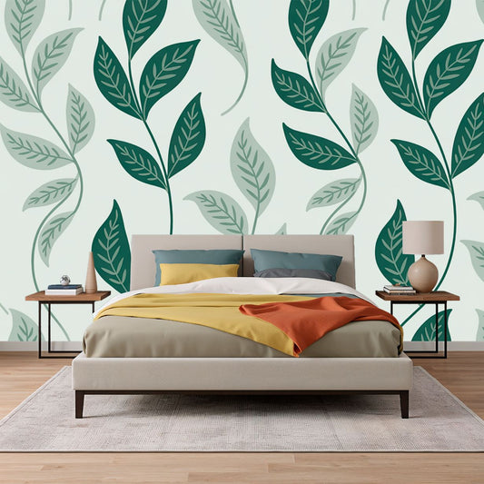 Olive Grove - Neutral Leaf Pattern Accent Wall Mural Wallpaper, peel & stick, custom-sized by Recoat